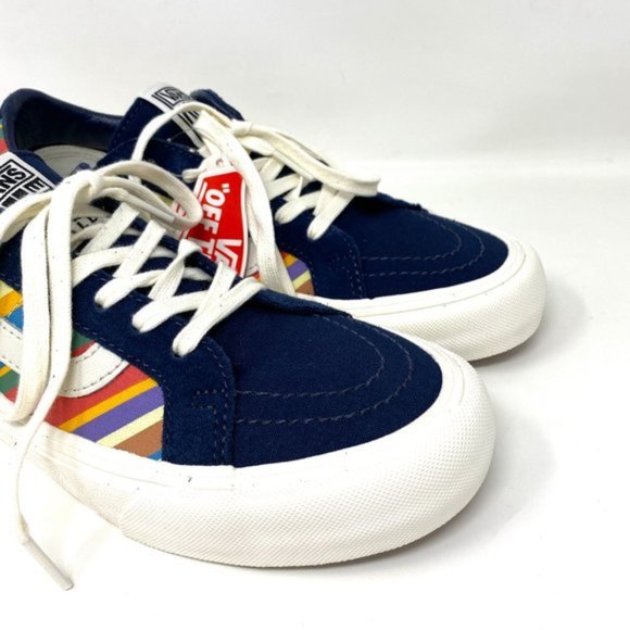 💖MEGA SALE💖VANS Shoes Women's VN0A4UWI1B3 Sk8-Low Reissue Retro Stripes Blue - Picture 5 of 10